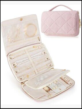 Travel Jewelry Organizer Case Foldable Bag for Earrings Rings Necklaces